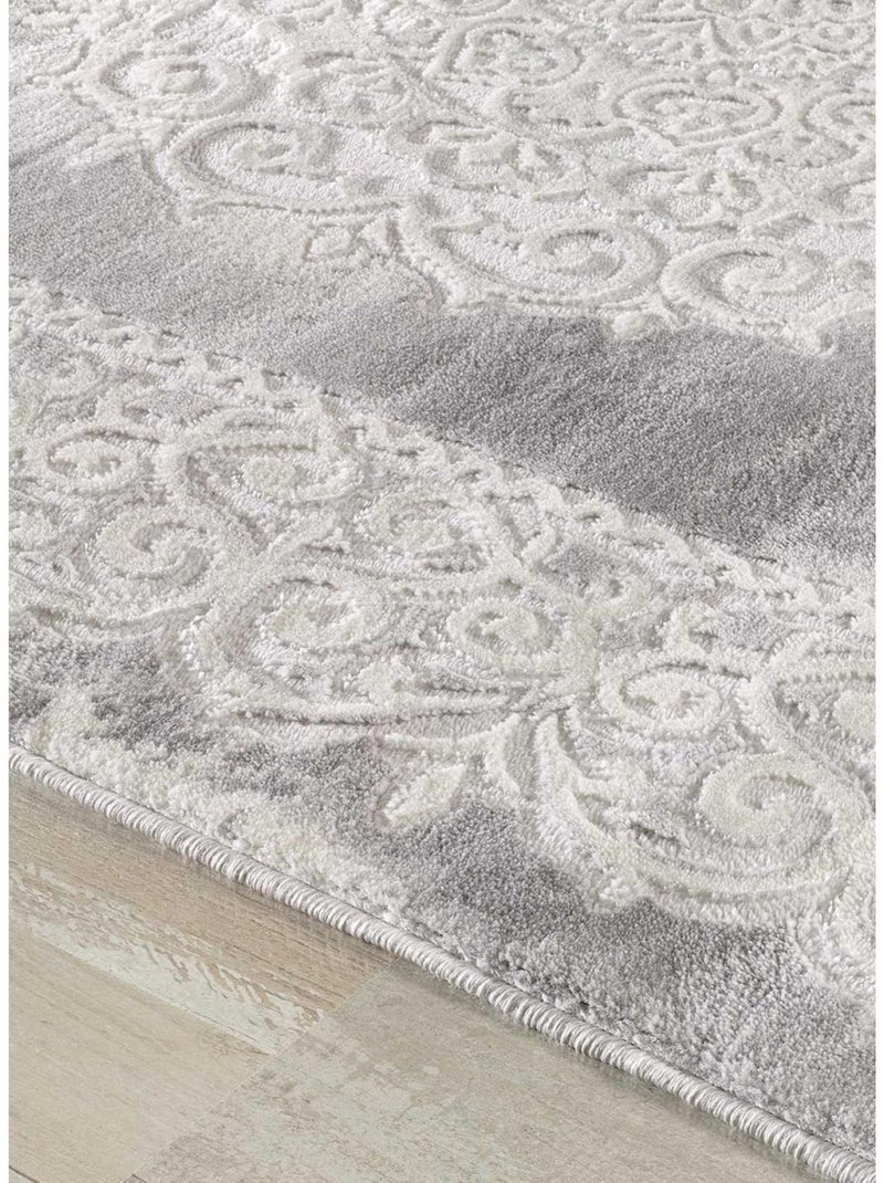 Tapis oriental tissé motif ancestral LYN7 BALROD Gris - Kiabi