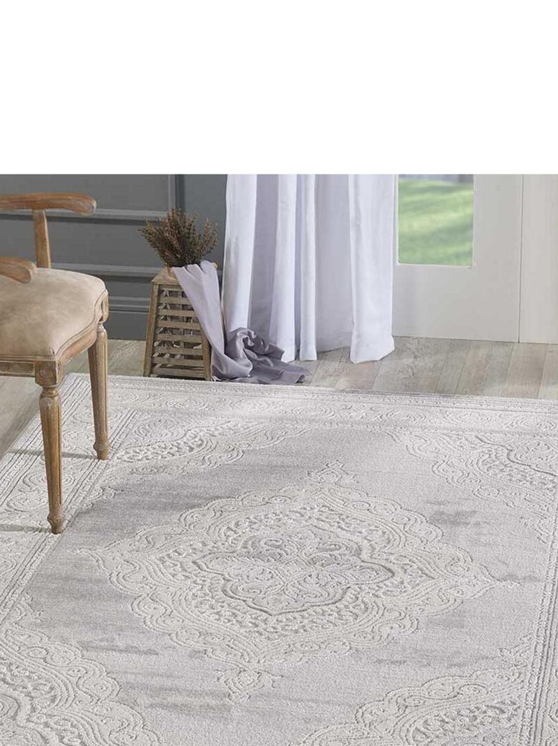 Tapis oriental tissé motif ancestral LYN7 FALAN Gris - Kiabi