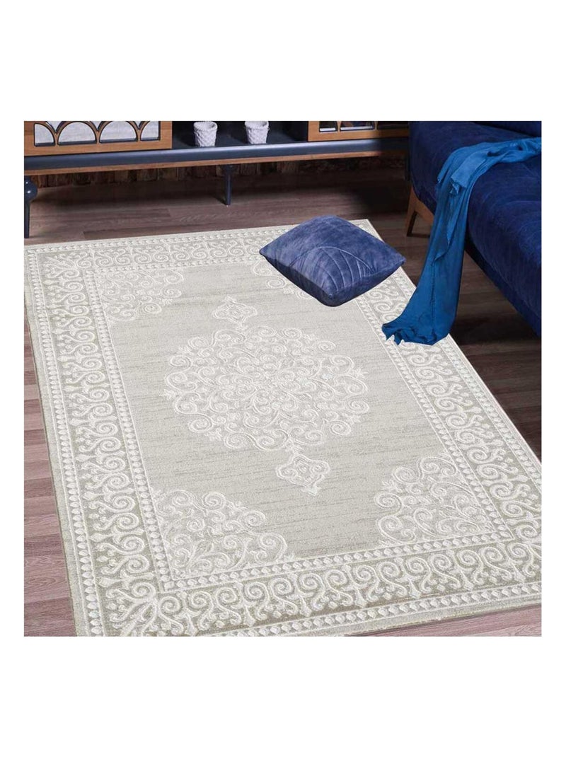 Tapis oriental tissé motif ancestral LYN7 MIRALI Beige - Kiabi