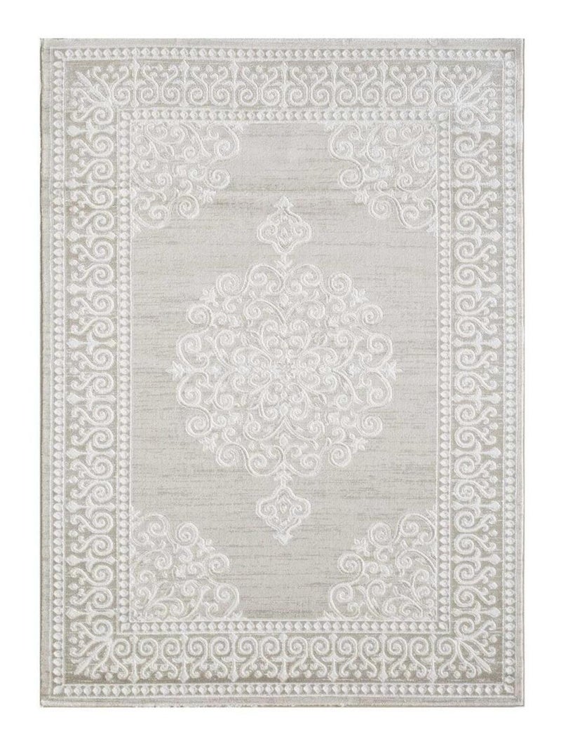 Tapis oriental tissé motif ancestral LYN7 MIRALI Beige - Kiabi