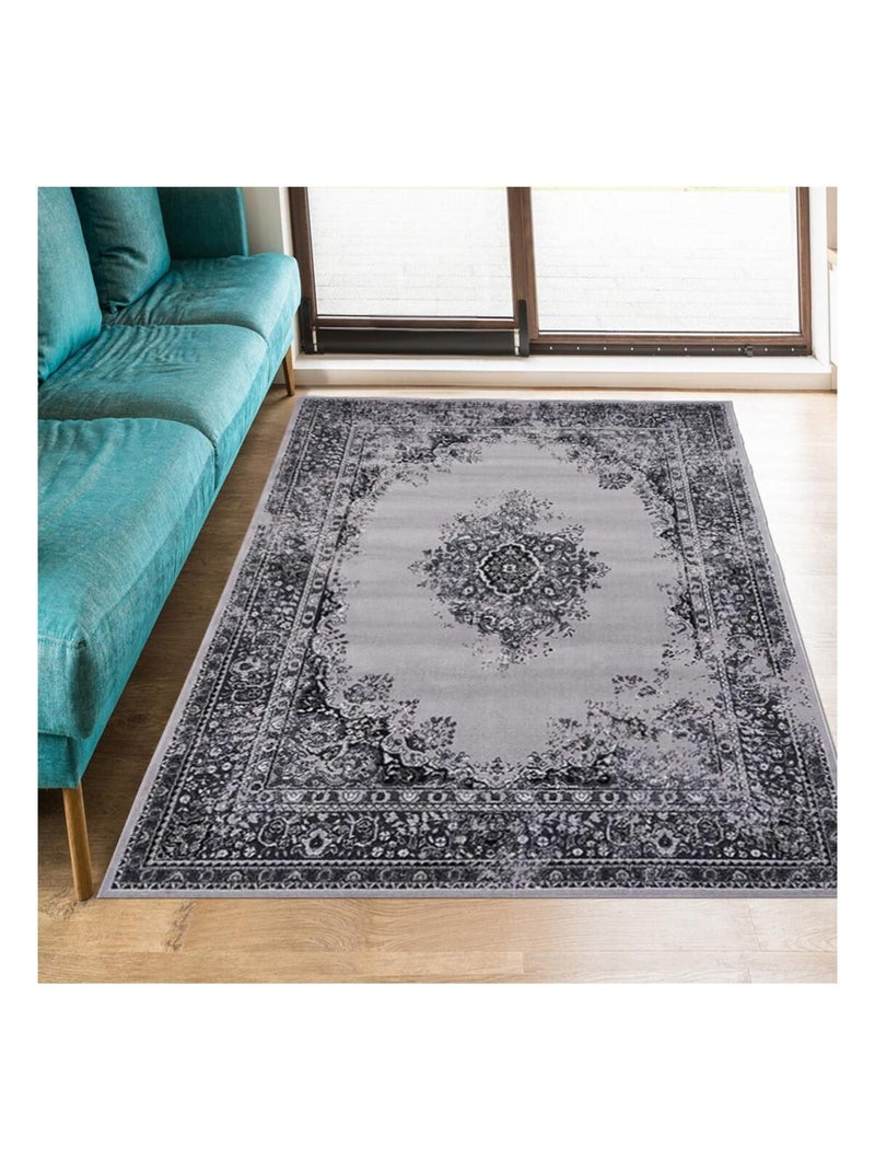 Tapis oriental tissé motif ethnique LYN1 VINTOR Noir - Kiabi