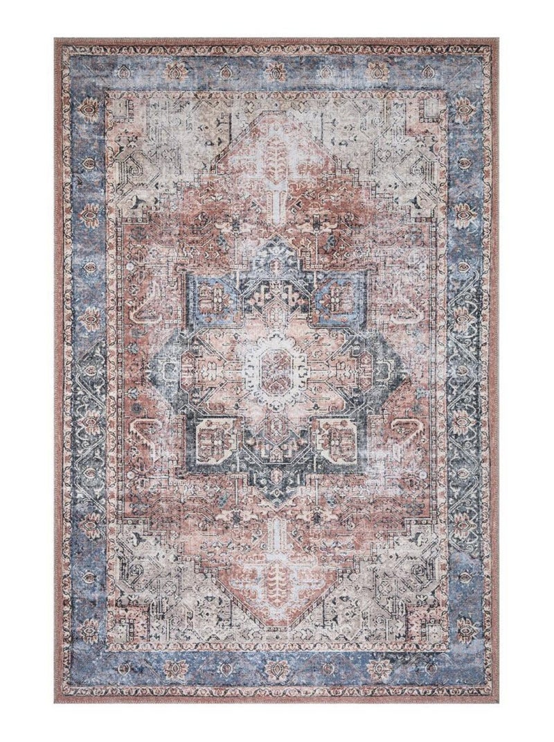 Tapis oriental tissé motif ethnique MASHAD Bleu - Kiabi
