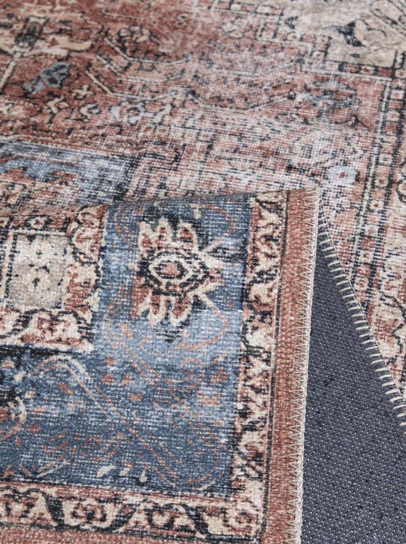 Tapis oriental tissé motif ethnique MASHAD Bleu - Kiabi