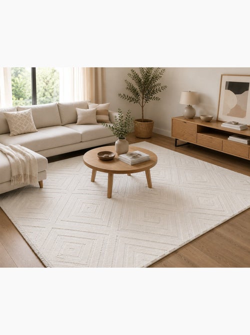 Tapis oslo beige géométrique en relief - 120x170 / beige - Kiabi Tapis oslo beige géométrique en relief - 120x170 / beige - Kiabi