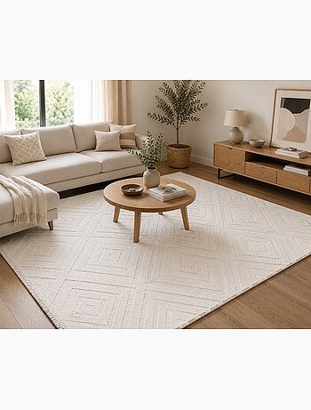 Tapis Oslo Beige Géométrique en Relief