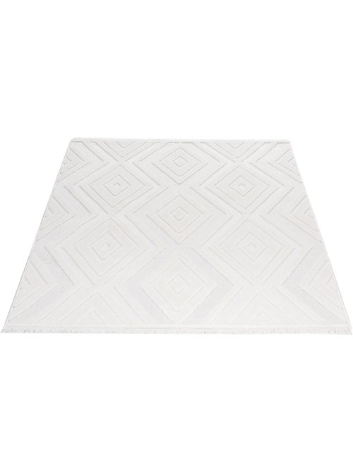 Tapis Oslo Beige Géométrique en Relief - Kiabi