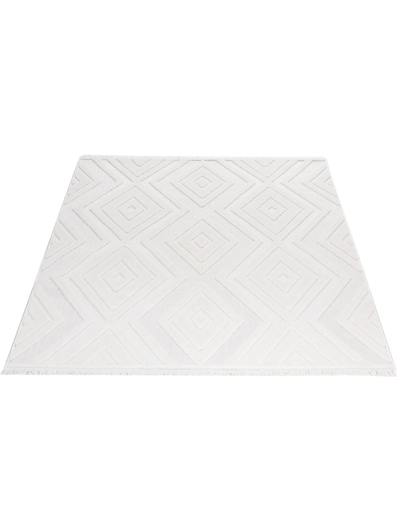 Tapis Oslo Beige Géométrique en Relief Beige - Kiabi