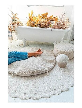 Tapis oval enfant lavable en machine en coton Pinecone