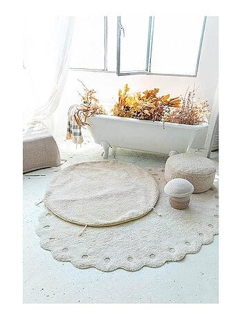 Tapis oval enfant lavable en machine en coton Pinecone