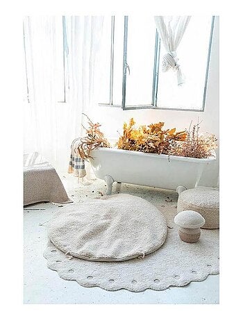 Tapis oval enfant lavable en machine en coton Pinecone
