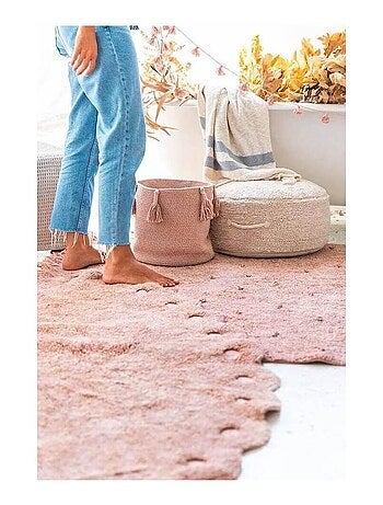 Tapis oval enfant lavable en machine en coton Pinecone