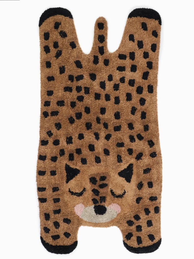 Tapis Petit Guépard en Coton Marron - Kiabi