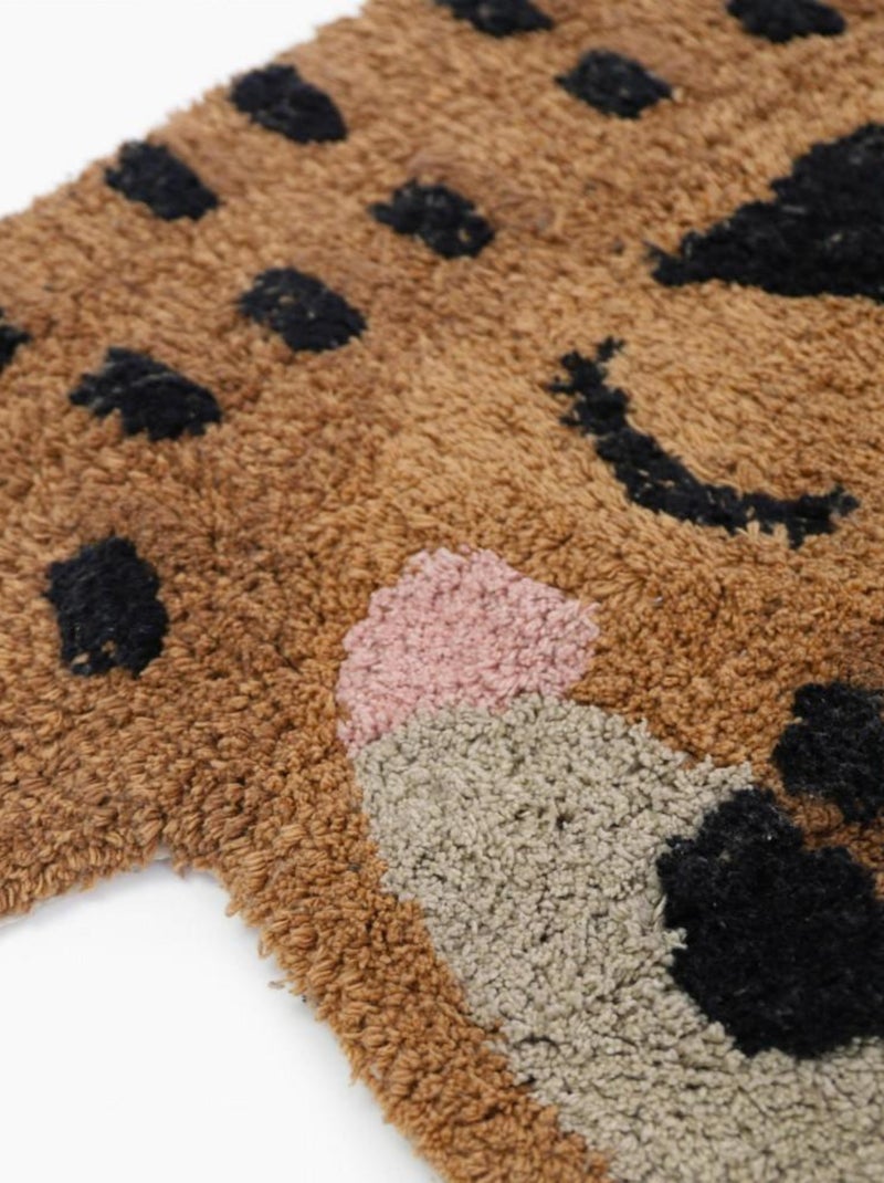 Tapis Petit Guépard en Coton Marron - Kiabi