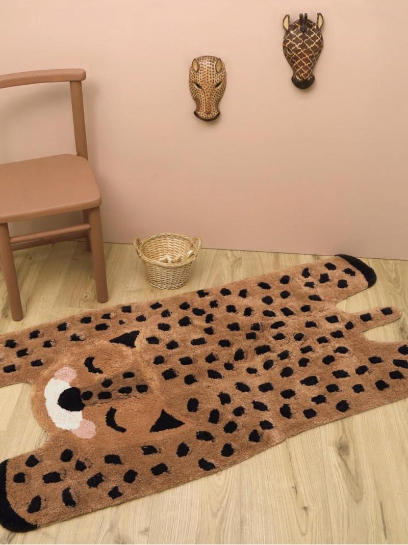 Tapis Petit Guépard en Coton Marron - Kiabi