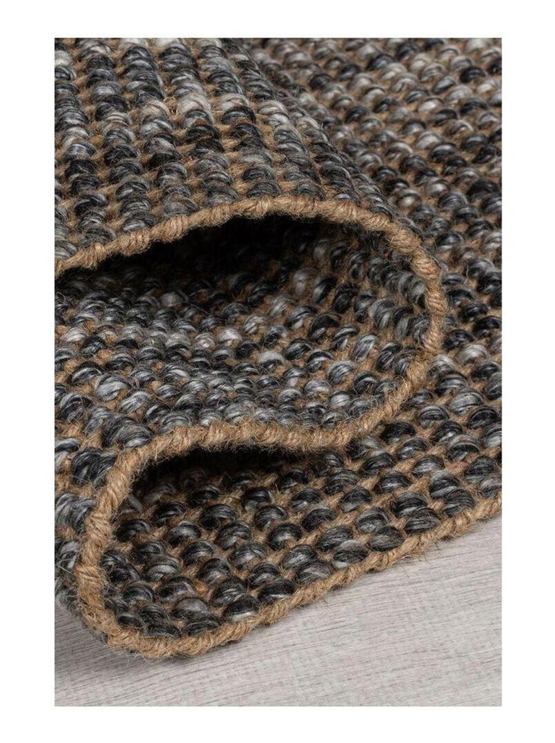 Tapis plat avec franges moderne rectangle Jute Ombre Gris - Kiabi