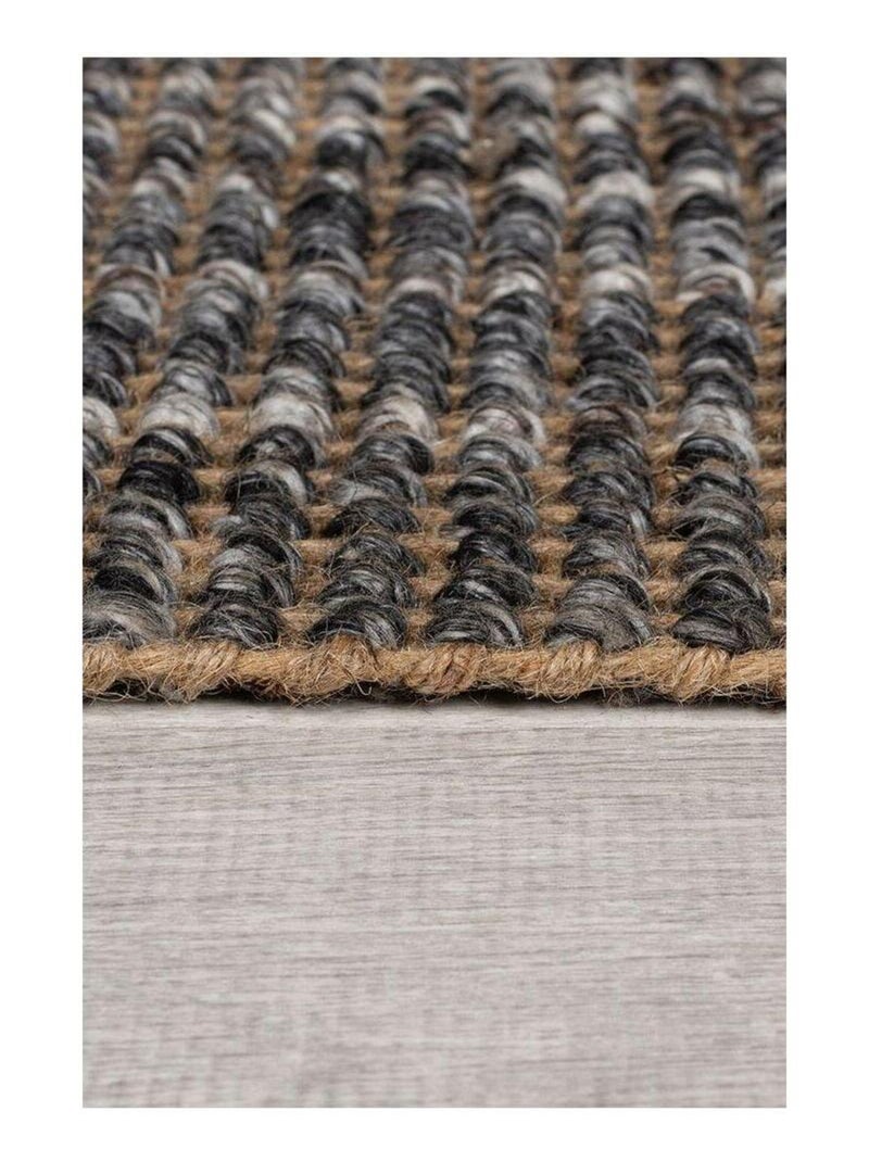 Tapis plat avec franges moderne rectangle Jute Ombre Gris - Kiabi