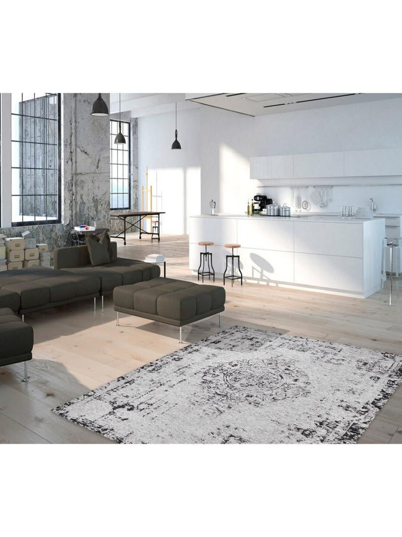 Tapis plat effet vintage rectangle Shipa Argenté - Kiabi