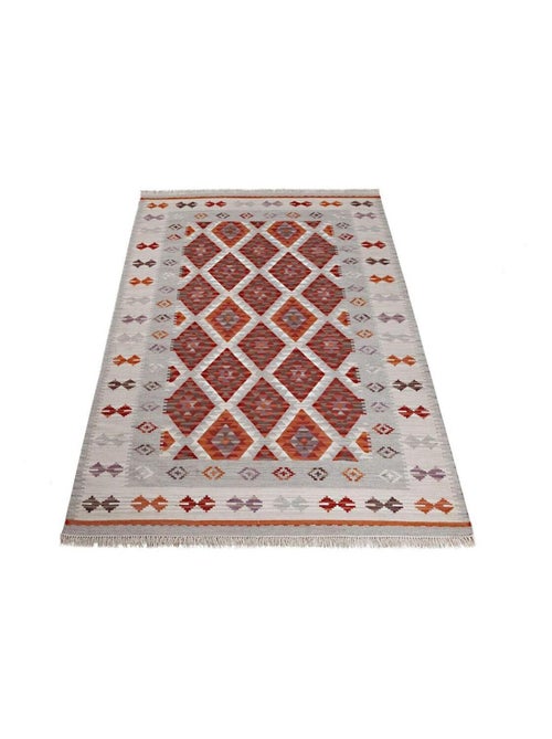 Tapis plat kilim avec franges laine et coton Folck - Kiabi