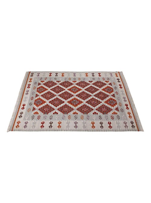 Tapis plat kilim avec franges laine et coton Folck - Kiabi