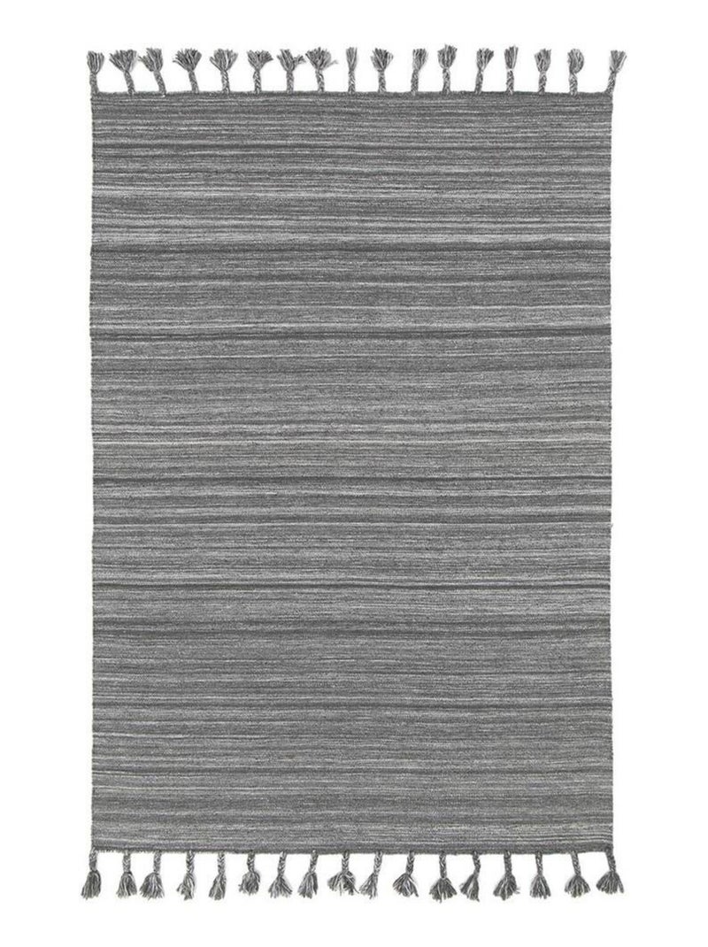 Tapis plat tissé main avec franges Lame Deer Gris - Kiabi