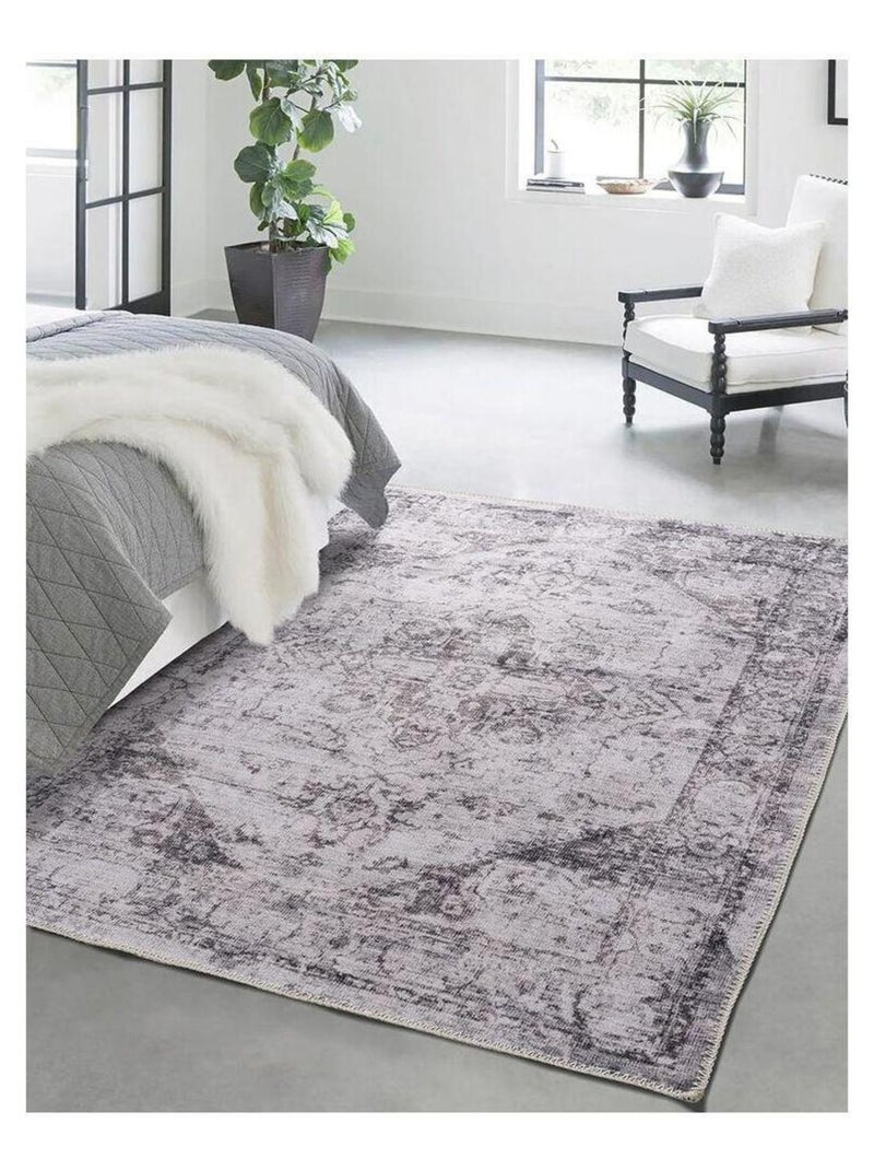 Tapis plat vintage rectangle rayé Lyz Gris - Kiabi