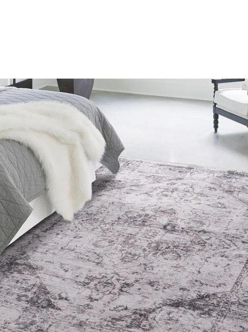 Tapis plat vintage rectangle rayé Lyz Gris - Kiabi