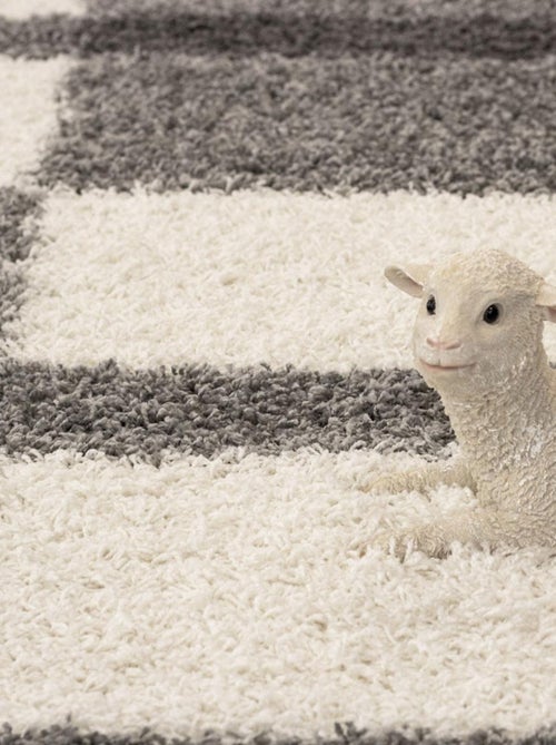 Tapis poils longs shaggy tissé motif géométrique RECTAN - Kiabi