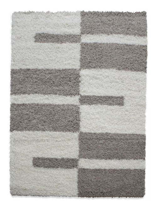 Tapis poils longs shaggy tissé motif géométrique RECTAN - Kiabi