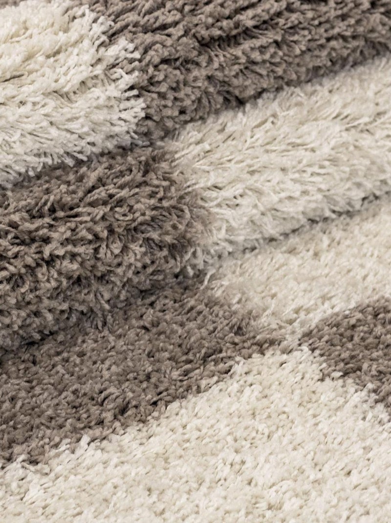 Tapis poils longs shaggy tissé motif géométrique RECTAN Beige - Kiabi