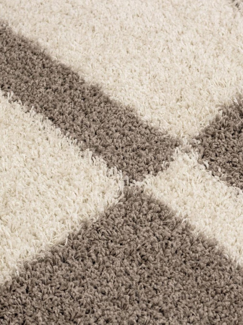 Tapis poils longs shaggy tissé motif géométrique RECTAN Beige - Kiabi