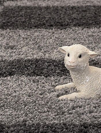 Tapis poils longs shaggy tissé motif géométrique RECTAN