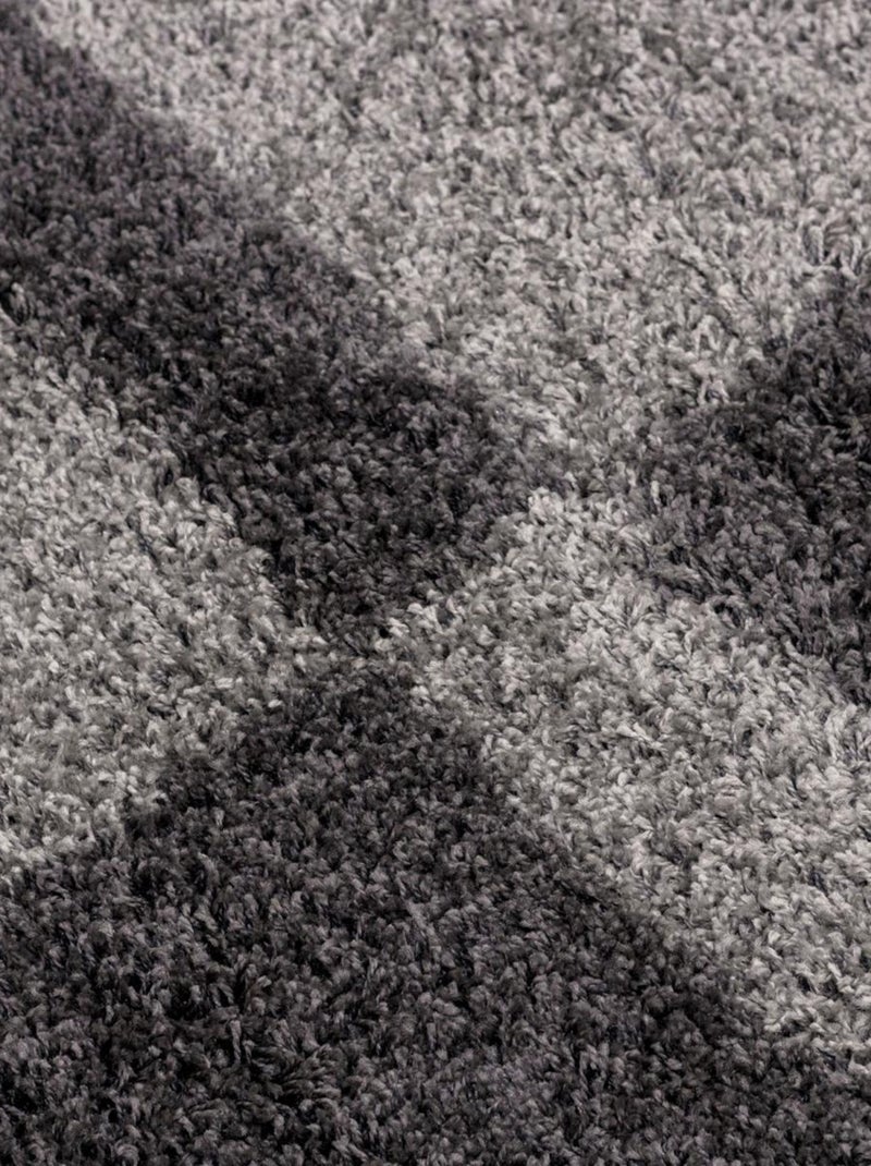 Tapis poils longs shaggy tissé motif géométrique RECTAN Gris - Kiabi