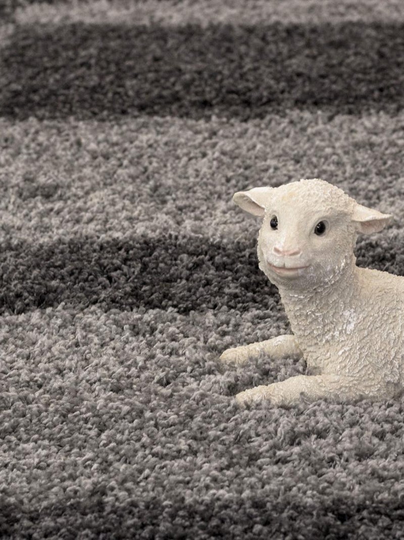 Tapis poils longs shaggy tissé motif géométrique RECTAN Gris - Kiabi