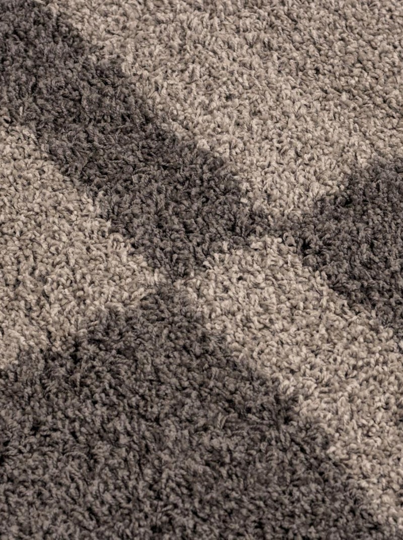 Tapis poils longs shaggy tissé motif géométrique RECTAN Marron - Kiabi