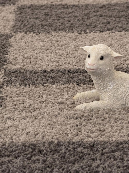 Tapis poils longs shaggy tissé motif géométrique RECTAN - Kiabi