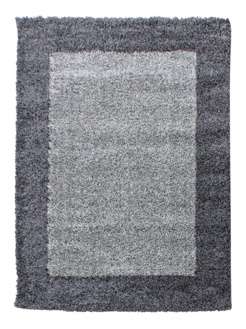 Tapis poils longs shaggy tissé motif simple BORDURE Gris - Kiabi