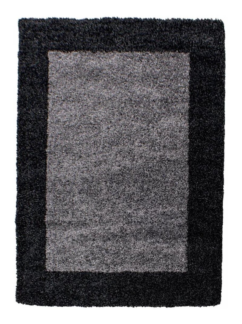 Tapis poils longs shaggy tissé motif simple BORDURE Noir - Kiabi
