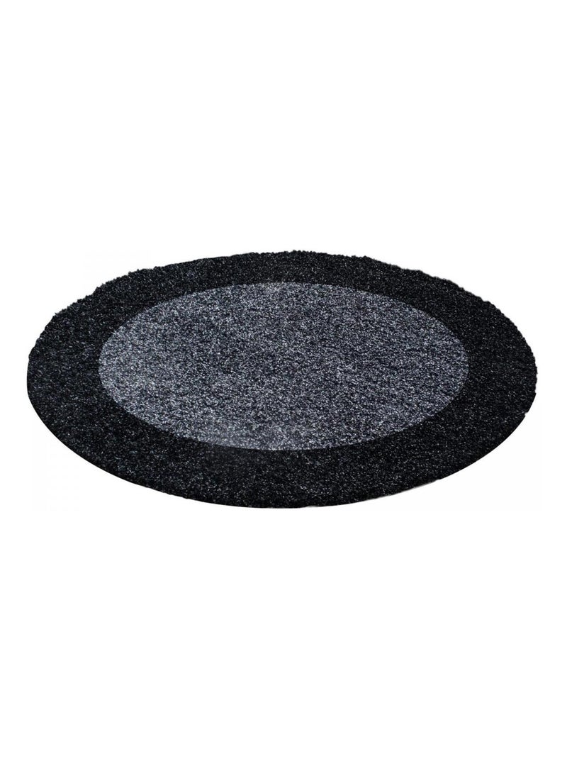 Tapis poils longs shaggy tissé motif simple BORDURE Noir - Kiabi