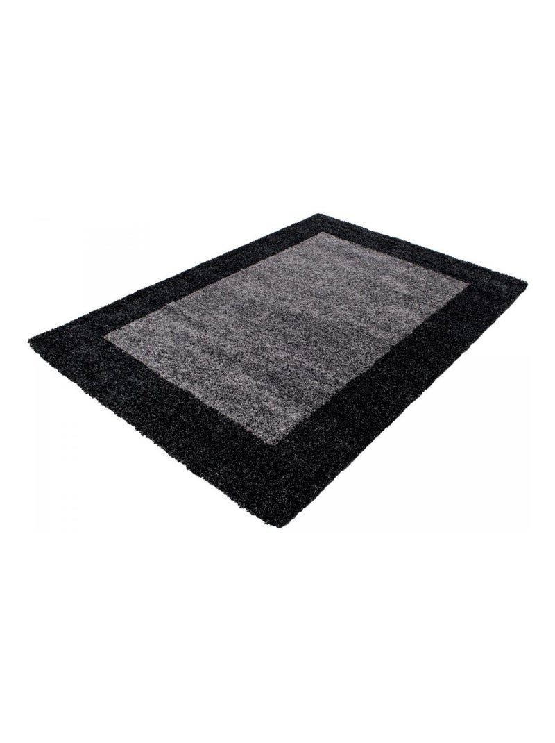 Tapis poils longs shaggy tissé motif simple BORDURE Noir - Kiabi