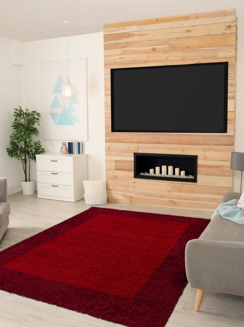 Tapis poils longs shaggy tissé motif simple BORDURE - Kiabi