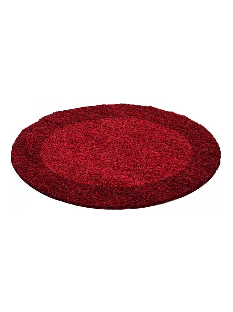 Tapis poils longs shaggy tissé motif simple BORDURE Rouge - Kiabi