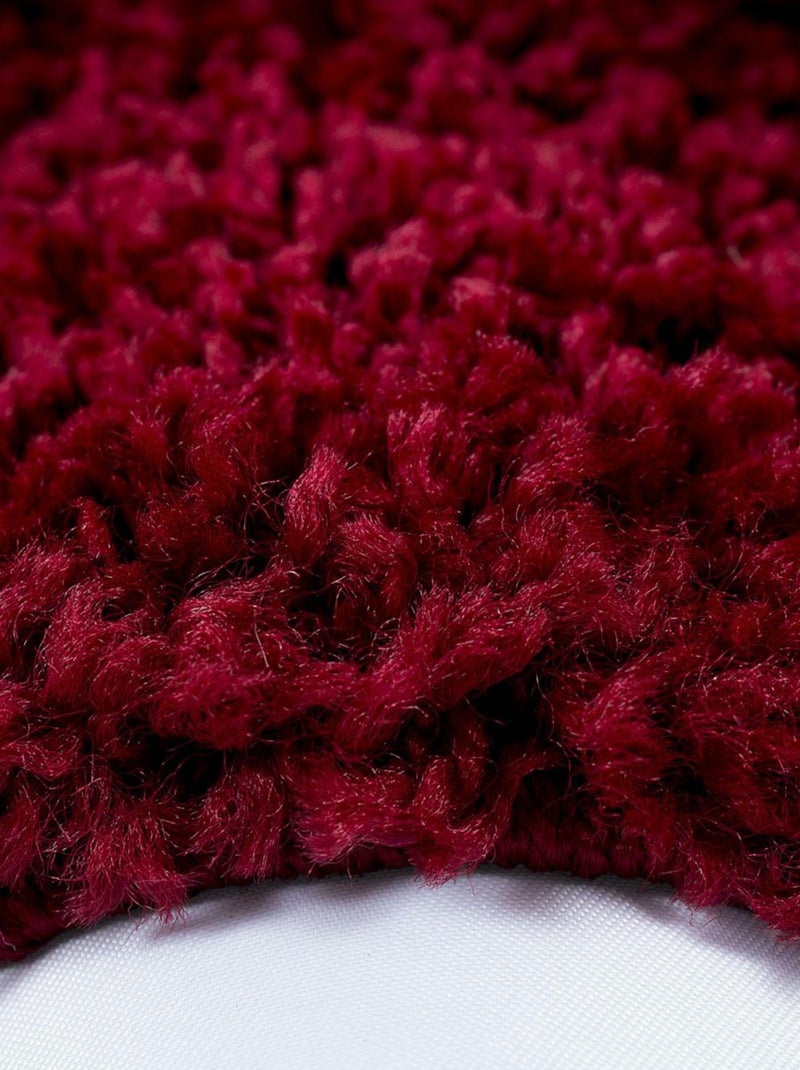 Tapis poils longs shaggy tissé motif simple BORDURE Rouge - Kiabi