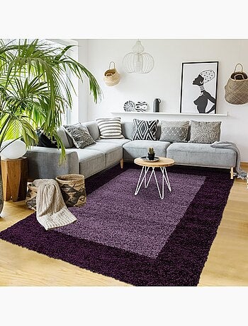 Tapis poils longs shaggy tissé motif simple BORDURE