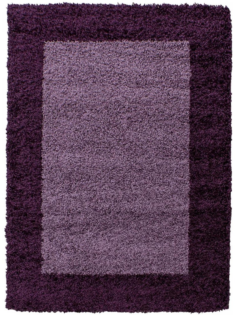 Tapis poils longs shaggy tissé motif simple BORDURE Violet - Kiabi