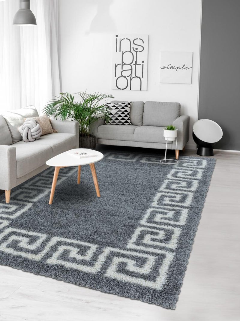 Tapis poils longs shaggy tissé motif simple UNI E Gris - Kiabi