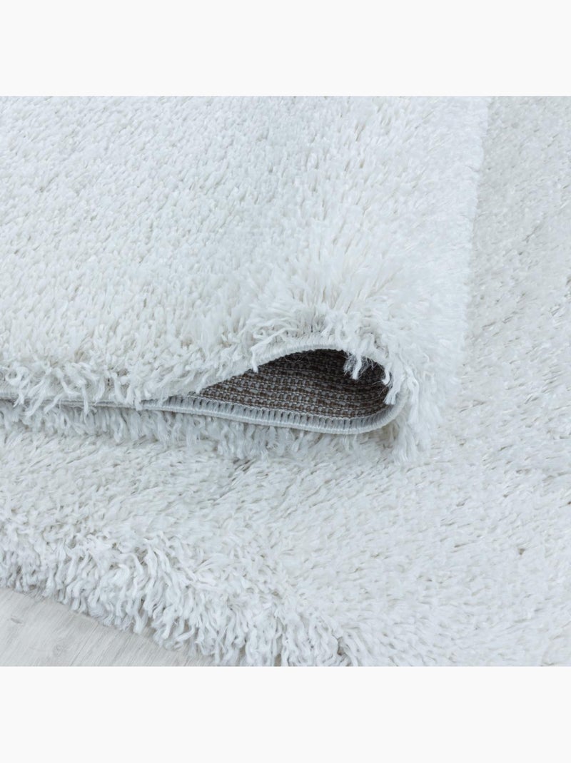 Tapis poils longs shaggy tissé motif uni UNI B Blanc - Kiabi