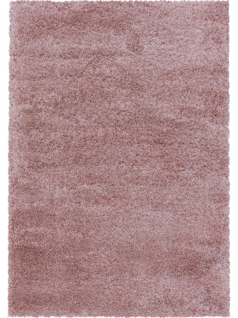 Tapis poils longs shaggy tissé motif uni uni b Rose - Kiabi