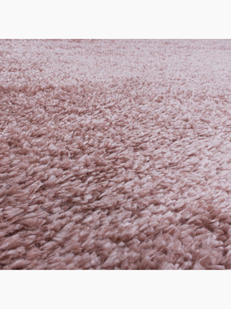Tapis poils longs shaggy tissé motif uni uni b Rose - Kiabi