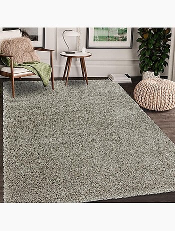 Tapis rond poils longs shaggy tissé motif uni UNI I