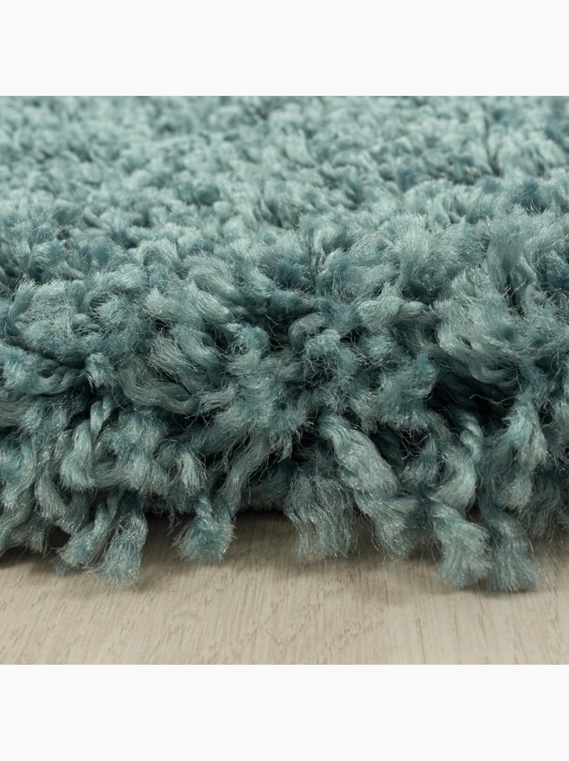 Tapis poils longs shaggy tissé motif uni UNI I Bleu - Kiabi